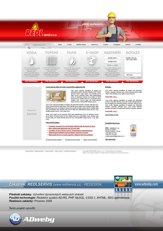 Reference REDL Servis s.r.o. - Redesign webu